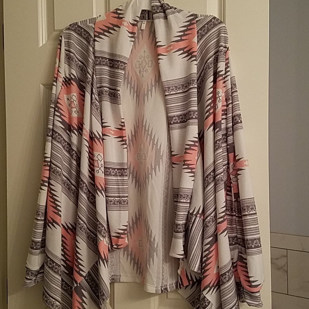 White, pink and grey cardigan